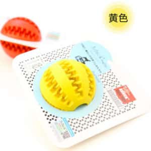 狗玩具 Aduck 橡膠食物誘導彈力球狗狗訓練玩具 (黃)