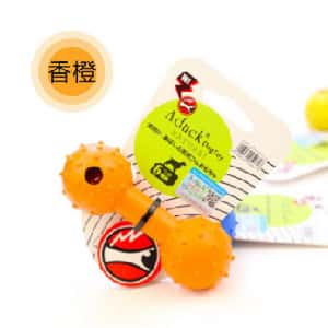 狗玩具 Aduck 橡膠啞鈴帶鈴鐺耐咬潔齒狗狗玩具 (橙)