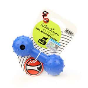 狗玩具 Aduck 玩具嚴選 狗玩具 橡膠啞鈴帶鈴鐺耐咬潔齒 (藍)