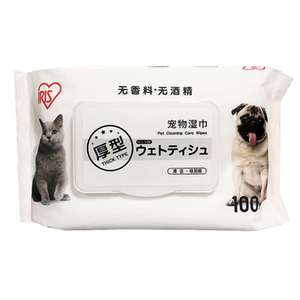 貓犬用清潔美容用品推薦：IRIS 貓狗寵物濕紙巾 日常護理 除蟎除耳垢去淚痕 100片 (白色)