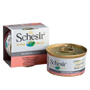貓罐頭 貓濕糧推薦：Schesir 水煮貓罐頭 三文魚飯 85g