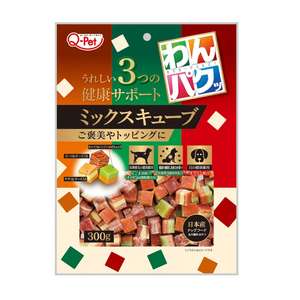 Q-PET 狗零食推薦：日本Q-Pet 狗小食 WanPaku 雞肉+芝士/牛肉+奶/椰菜+菜粒 300g (KQ2105)
