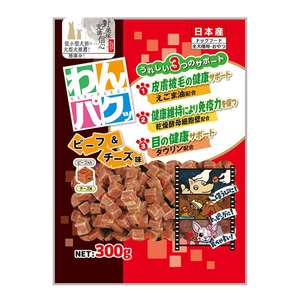 Q-PET 狗零食推薦：日本Q-Pet 狗小食 WanPaku 牛肉+芝士粒 300g (KQ786)