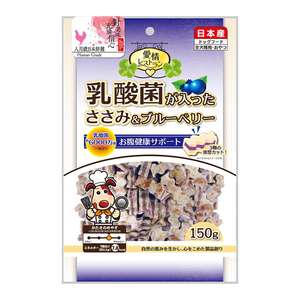 Q-PET 狗零食推薦：日本Q-Pet 狗小食 愛情餐廳 乳酸菌雞肉粒 藍莓味 150g (KQ638)