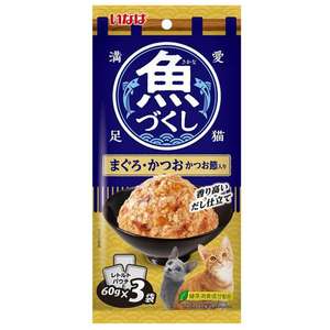 CIAO 貓罐頭 貓濕糧推薦：CIAO 袋裝貓濕糧 日本 INABA 魚盛 吞拿魚+鰹魚+木魚 60g×3袋 (TCR-174)