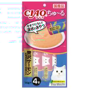 CIAO 貓零食 貓零食 CIAO 貓零食 超奴主糧 奢華三文魚北海道扇貝 14g×4 (SC-346)