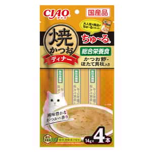 CIAO 貓零食 貓零食 CIAO 貓零食 燒鰹魚晚餐超奴 鰹魚節+帶子 14g×4 (SC-511)