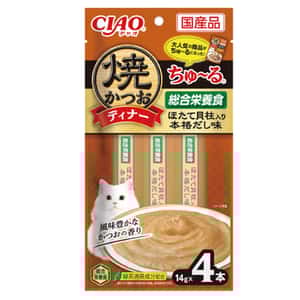 CIAO 貓零食 貓零食 CIAO 貓零食 燒鰹魚晚餐超奴 帶子 日式高湯味 14g×4 (SC-514)