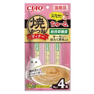 CIAO 貓零食 貓零食 CIAO 貓零食 燒鰹魚晚餐超奴 三文魚+帶子 14g×4 (SC-515)