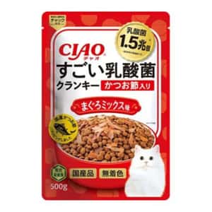CIAO 貓糧 CIAO 貓糧 1.5兆億個 乳酸菌夾心乾糧 鰹魚節 吞拿魚味 500g (P-255)