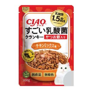 CIAO 貓糧 CIAO 貓糧 1.5兆億個 乳酸菌夾心乾糧 雞肉+鰹魚片味 500g (P-257)