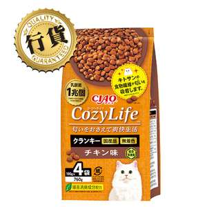 CIAO 貓糧 貓乾糧推薦：CIAO 爽快生活乳酸菌+甲殼素貓糧 雞肉味 190g×4 (P-333) (2025.05)