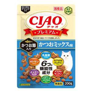 CIAO 貓糧 貓乾糧推薦：CIAO 貓糧 頂級乾糧 木魚+鰹魚味 200g (P-432)
