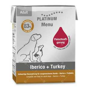 PLATINUM 白金 狗罐頭 狗濕糧推薦：PLATINUM 狗濕糧 無穀物成犬配方 西班牙黑毛豬+火雞 375g (PT650)