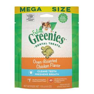 Greenies 貓零食 寵物零食推薦：日本Greenies貓齒靈 貓零食 潔齒餅 Oven Roasted Chicken Flavor 烤雞 4.6OZ (GR201)