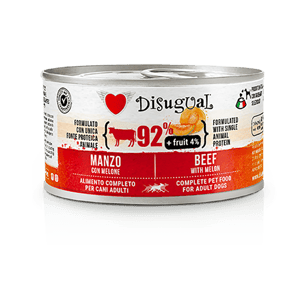 Disugual 狗罐頭 Disugual 意極鮮 狗罐頭 狗主食罐 92%鮮肉 無穀物牛肉及哈密瓜 150g (FRUT104) | 意大利製造