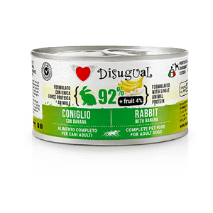 Disugual 狗罐頭 Disugual 意極鮮 狗罐頭 狗主食罐 92%鮮肉 無穀物兔肉及香蕉 150g (FRUT103) | 意大利製造
