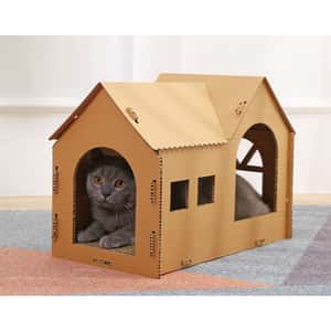 貓抓板 貓爬架 貓玩具 HelloDOG 玩具嚴選 瓦楞紙貓抓板 貓別墅貓屋