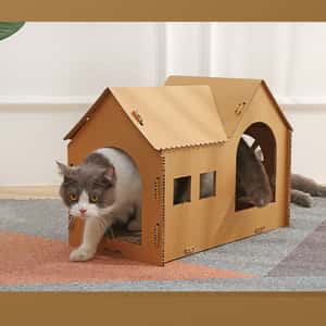 HelloDOG 玩具嚴選 瓦楞紙貓抓板 貓別墅貓屋 (圖片3)