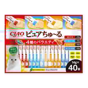 CIAO 貓零食 貓零食 CIAO 貓肉泥 四種混合味 吞拿魚鰹魚雞肉及扇貝 14g×40本 (TSC-217)