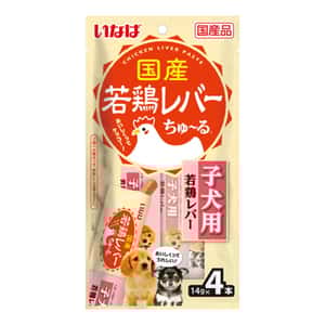 CIAO 狗零食 狗零食 CIAO 狗肉泥 日本國產系列 幼犬適用 雞肝肉醬 14g×4本 (DS-435)