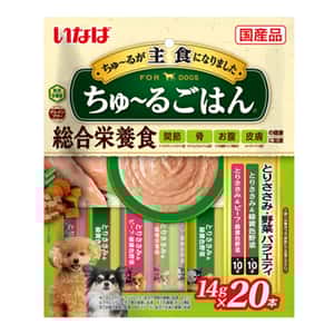 CIAO 狗零食 狗零食 CIAO 狗肉泥 主食肉醬系列 雞肉及野菜及牛肉味 14g×20本 (DS-258)