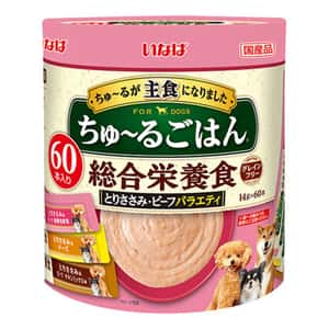 CIAO 狗零食 狗零食 CIAO 狗肉泥 主食肉醬系列 雞肉及野菜及牛肉及芝士味 14g×60本 (DS-257)