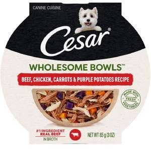 狗罐頭 狗濕糧推薦：Cesar西莎 鮮肉主食碗 牛肉及蔬菜(胡蘿蔔+紫薯) 85g (10224572)