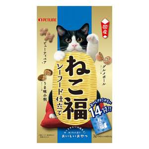 PetLine 貓零食 寵物零食推薦：日本Petline 貓大福 潔齒零食 海鮮味 3gx14 (NFK348) 