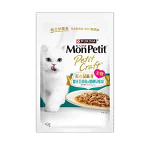 MonPetit 貓罐頭 MonPetit 貓濕糧 匠心品味餐 醬汁吞拿魚伴蟹柳及紫菜 40g