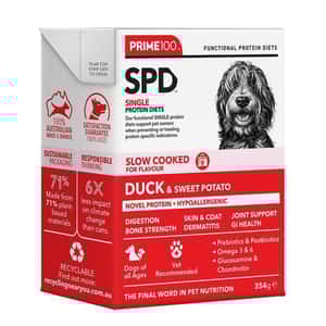 PRIME100 狗罐頭 PRIME100 狗濕糧 慢煮鮮食 鴨肉焗甜薯 354g (20251224)