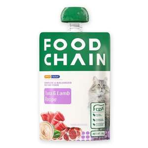FOOD CHAIN 貓罐頭 貓濕糧推薦：FOOD CHAIN 全營養貓用生骨肉主食醬包 吞拿魚+羊肉 80g (fc10028_48) 