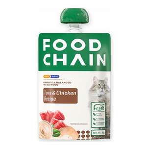 FOOD CHAIN 貓罐頭 貓濕糧推薦：FOOD CHAIN 全營養貓用生骨肉主食醬包 吞拿魚+雞肉 80g (fc10035_48) 