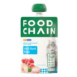 FOOD CHAIN 貓罐頭 貓濕糧推薦：FOOD CHAIN 全營養貓用生骨肉主食醬包 吞拿魚+鴨肉 80g (fc10011_48) 