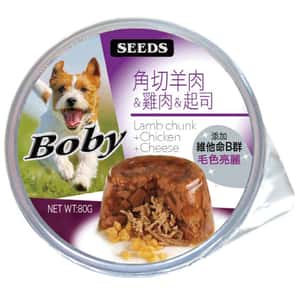 SEEDS 狗罐頭 SEEDS 狗餐盒 ⾓切羊⾁+雞⾁+芝⼠ 80g (boby06)