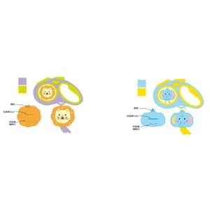 日常用品 PETSVILLE 馬戲團伸縮牽引繩系列 楓糖獅/薄荷象16x10cm,繩長5cm (款式隨機) 