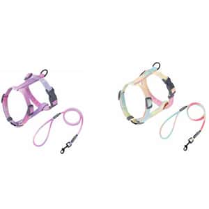 貓頸帶 貓頸圈 TOUCHCAT 貓⽤⼯字胸背套裝 幻彩粉⾊+紫色/幻彩藍色+黃色 M (顔色隨機) 