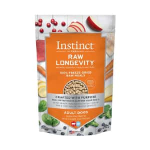 狗糧 Instinct 狗糧 凍乾生肉主食糧 長壽系列 成犬 牛肉 + 鱈魚 9.5oz (621478)