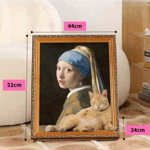 貓抓板 貓爬架 貓玩具 貓抓板之名畫系列 貓玩具 珍珠耳環少女 1個