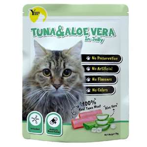 YUM YUM 貓罐頭 貓濕糧推薦：YUMYUM 主食貓濕包 Tuna & Aloe Vera in Jelly 吞拿魚+蘆薈 70g