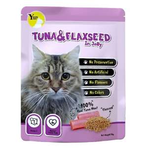 YUM YUM 貓罐頭 貓濕糧推薦：YUMYUM 主食貓濕包 Tuna & Flaxseed in Jelly 吞拿魚+亞麻籽 70g