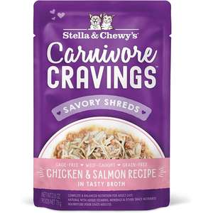 Stella & Chewy's 貓罐頭 貓濕糧推薦：Stella & Chewy's 成貓濕糧 食肉獸滋味包 放養雞+三文魚 肉絲配方 2.8oz (CCCS-2.8)