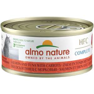 Almo Nature 貓罐頭 貓濕糧推薦：Almo Nature HFC 貓罐頭 天然系列 三文魚+吞拿魚+紅蘿蔔 70g (9434)