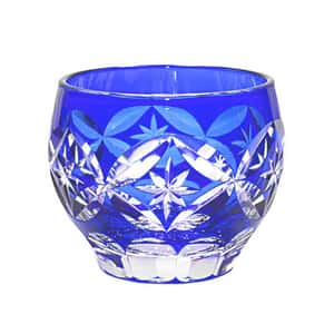 清酒杯品配件 日式切子 清酒杯 彩星七寶藍色 1個