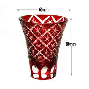 清酒杯品配件 日式切子 清酒杯 彩星七寶紅色 高身杯 1個