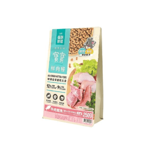 怪獸部落 貓糧 貓乾糧推薦：怪獸部落 貓糧 幼貓糧 寶寶鮮肉主食糧 牛肉鱈魚 250g