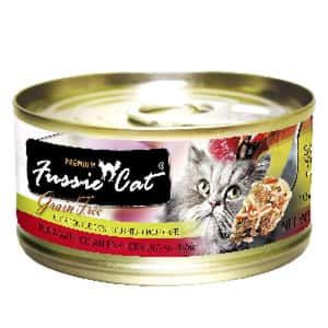Fussie Cat 貓罐頭 Fussie Cat 貓罐頭 黑鑽 吞拿魚+海魚 80g (淺紅) (FU-BLC)