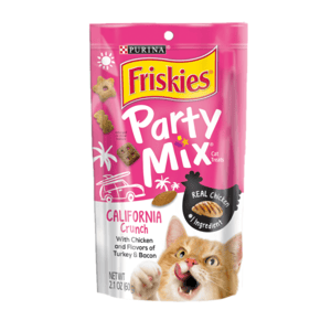 Friskies 貓零食 Friskies喜躍 Party Mix 貓脆餅 California Dreamin Crunch 雞肉+火雞+火煙肉 2.1oz (桃紅) (停售)