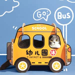 貓抓板 貓爬架 貓玩具 瓦楞紙貓抓板貓爬架 幼兒園巴士 1架