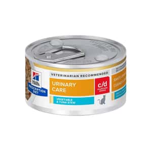 Hills 處方糧 貓罐頭 Hills 處方糧 貓罐頭 c/d 泌尿系統護理及減壓配方 吞拿魚和燴蔬菜 2.9oz (608449)